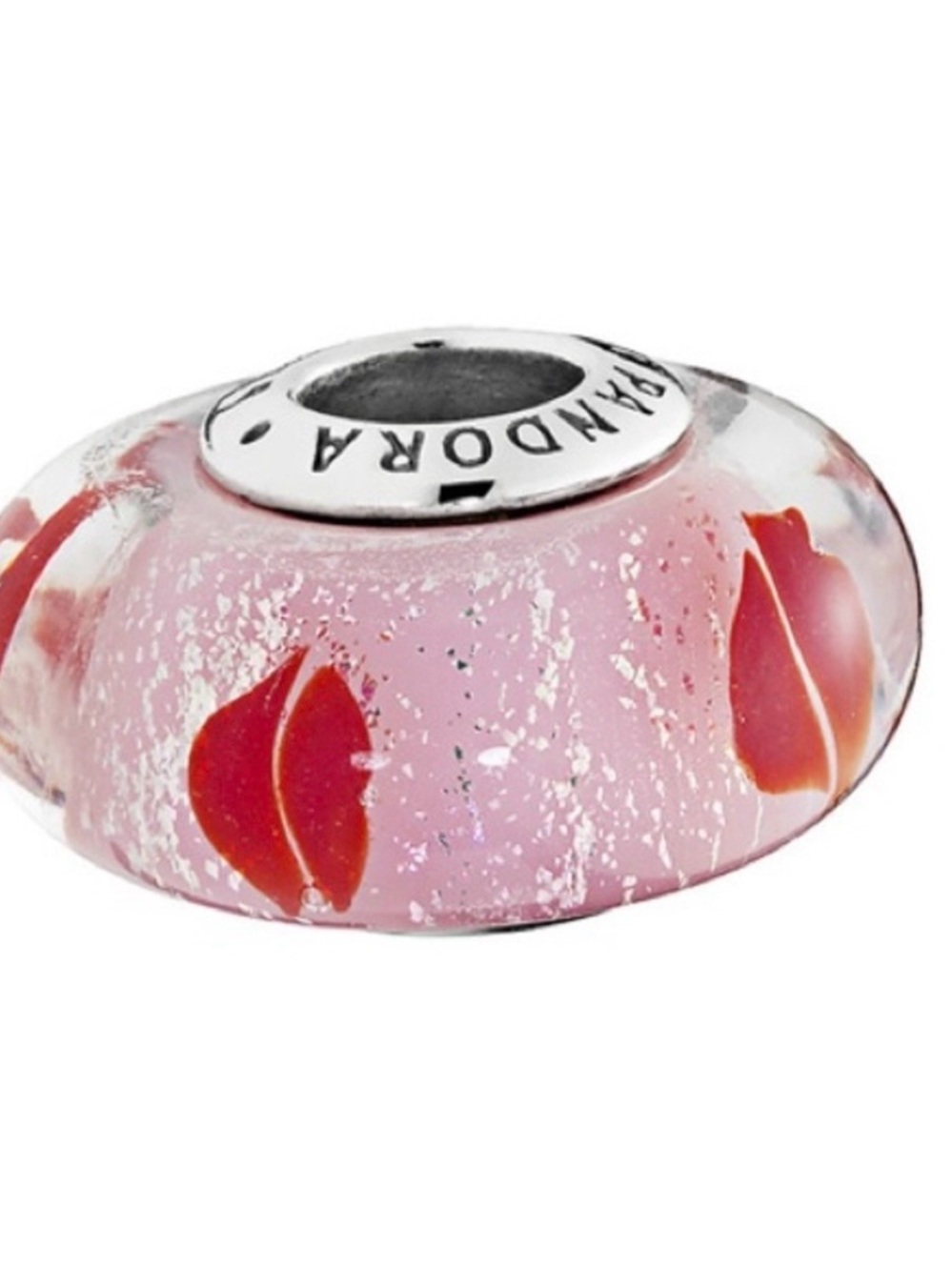 Pandora Kisses All Around Pink Red Lips Murano Glass Charm 796598 Retired New